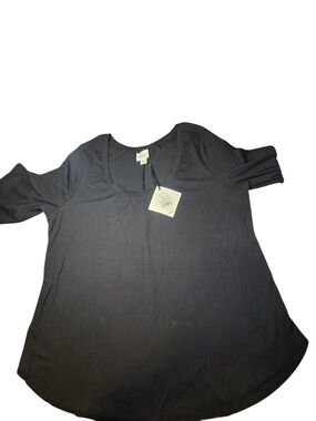 NWT Ava & Viv Black Ribbed Scoop Neck Tunic Top Plus Size 2X Comfort Minimalist